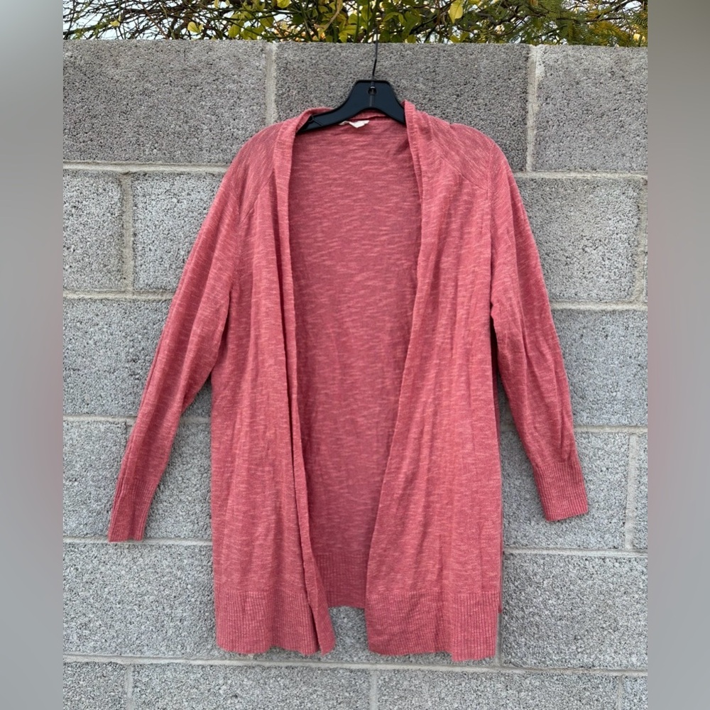 EILEEN FISHER Woman 1x Open Front Cardigan Organic Linen Blend Slub Salmon Light